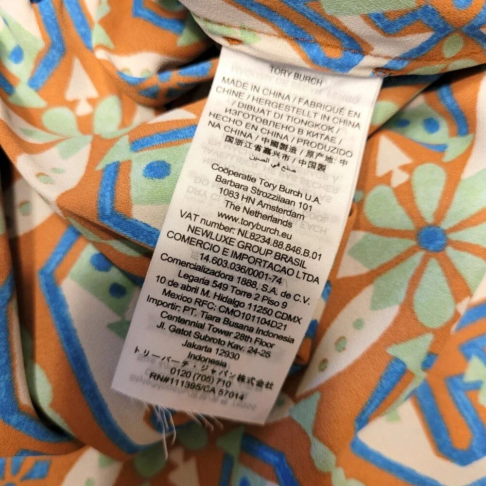 Tory Burch Garden Maze Geometric Print Pleated Shirt Dress